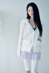 Melody shirring hoodie (Ivory)