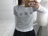 フラワーコサージュハーフニット