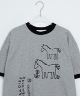 [unisex] Moab Horse Printing Ringer Short Sleeve Tee