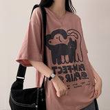 Cat dog oversized fit short-sleeved T-shirt
