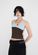 COLOR BLOCK HALTER TOP