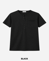 Pochi Slub Henley Neck Short Sleeve T