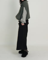Hakata Stripe Coloring String Knitwear Zip-Up
