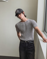 Washed Rib Muscle Fit Short Sleeve Knit