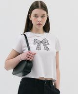 ペイズリーリボンTシャツ_ホワイト