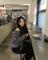 Muffler off knit set