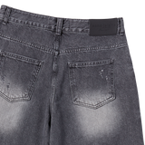 25SS ヘムラインデストロイドデニムショートパンツ グレー