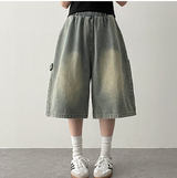 エリンカーペンターポケットバンド付き デニムバミューダパンツ