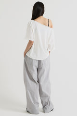 ワンショルダーTシャツ, White