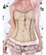 Rosé Isle Vintage Lace-Up Strap Top Elegant Fitted Design Summer Vest