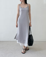 Pulse satin layered shirring one-piece