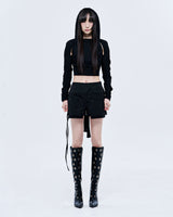 WRINKLE BOLERO, BLACK