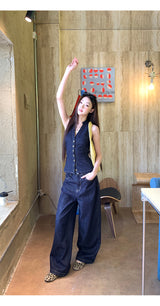 Cowgirl denim V-neck sleeveless top