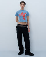 ツイストロゴクロップTシャツ　ブルー