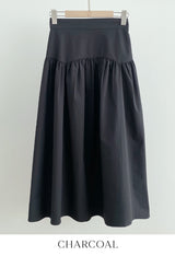 Eki Banding Shirring Flare Long Skirt