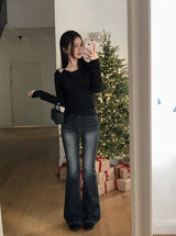 Halter Neck Ribbon Strap Off Shoulder Knit (3color)