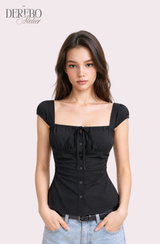 pink sweet bustier sleeveless blouse