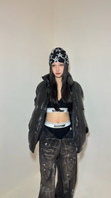 #J1202 Black stand collar down jacket