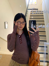 カラーストライプバートン長袖Tシャツ