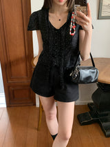 [MADE] Shimiz Dotted Puff Blouse