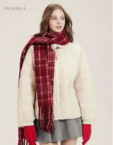 Amble Fur Collar Quilting Padded Jumper IVORY