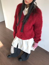 [MD Pick]Wool-Touch Brush V-Neck Knit (4 Colors)