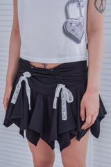 micro lace skirt&pants_black