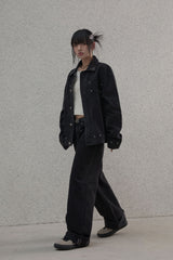 Studded selvage washed denim - Pants