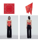 Paisley-print silk scarf top