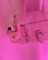 [YENA] Pink ribbon pearl keychain