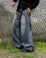 Phil Cat-Washing Crack Wide Denim