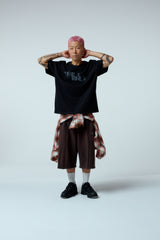 EEERRR Distorted ロゴ オーバークロップフィットTシャツ (ブラック)