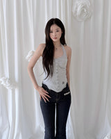 Candy Lace Button Sleeveless Top