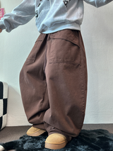 PEACH FLEECE🍑AMERICAN BIG OVER COTTON BALLOON PANTS 🤎💜🖤3COLOR