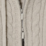 Grain Fisherman Knit Hooded Zip-Up