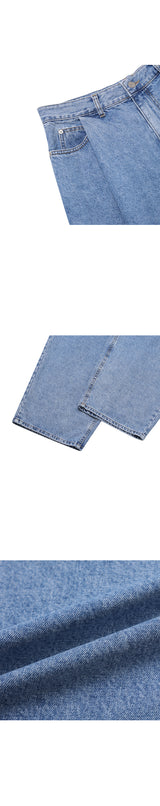 [UNISEX] Tuck wide denim pants (2color)