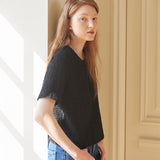 リンクルクロップTシャツ　ブラック