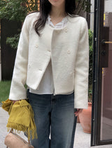 [SHOPPERMADE] ノーカラー Wool65 ダブルジャケット (2color)