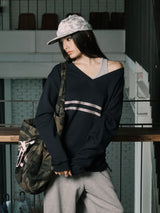 COZY V-NECK L/S (NAVY)