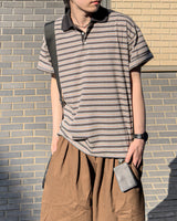 パヴェルストライプカラーショートスリーブTシャツ