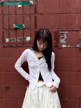 TWIST BUTTON V-NECK CARDIGAN