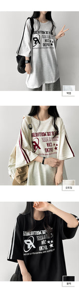 I-リングボクシーフィットトラックライン半袖Tシャツ
