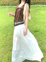 Rustic Pure Frill Slit Maxi Long Skirt (2 colors)