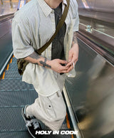 No.0753 C ストライプハーフシャツ(3color)