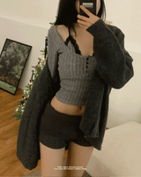 Zia Lace Strap Ribbed Knit 