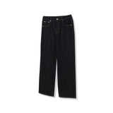 Back-banding raw denim pants