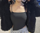 (65% COTTON/INNER ITEM) ベーシックストレッチリブアシンメトリークロップチューブトップ - 2 COLOR