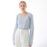 LINEN BOLERO KNIT CARDIGAN SKY BLUE