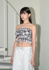 bow tube top - check