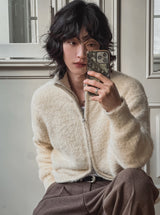 Neville two-way angora knit zip-up